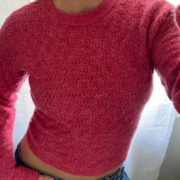 Zara Open Back Knit Pink Sweater Tie Back, Size Small - Picture 8 of 16